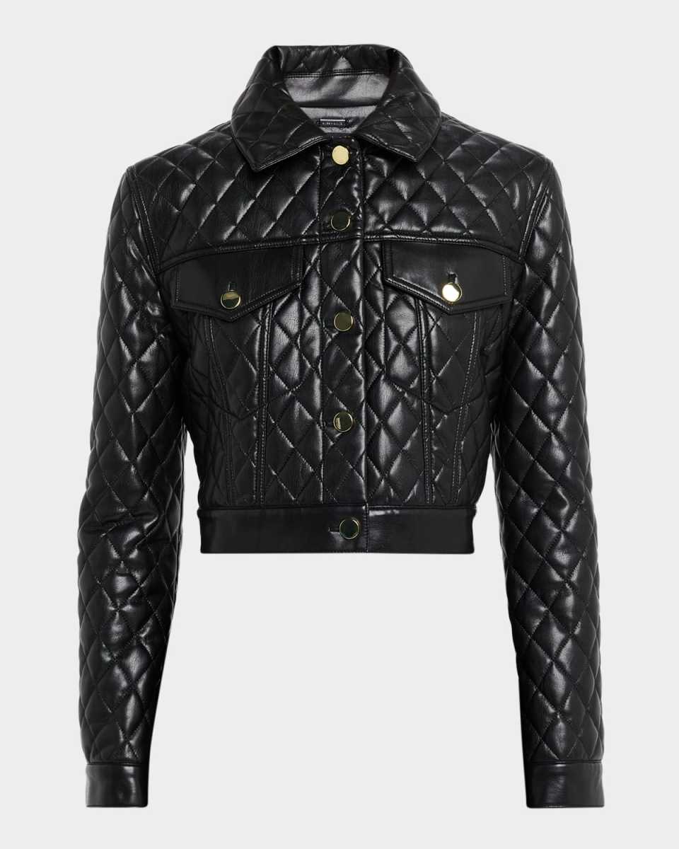 Chloe Quilted Vegan Leather Cropped Jacket